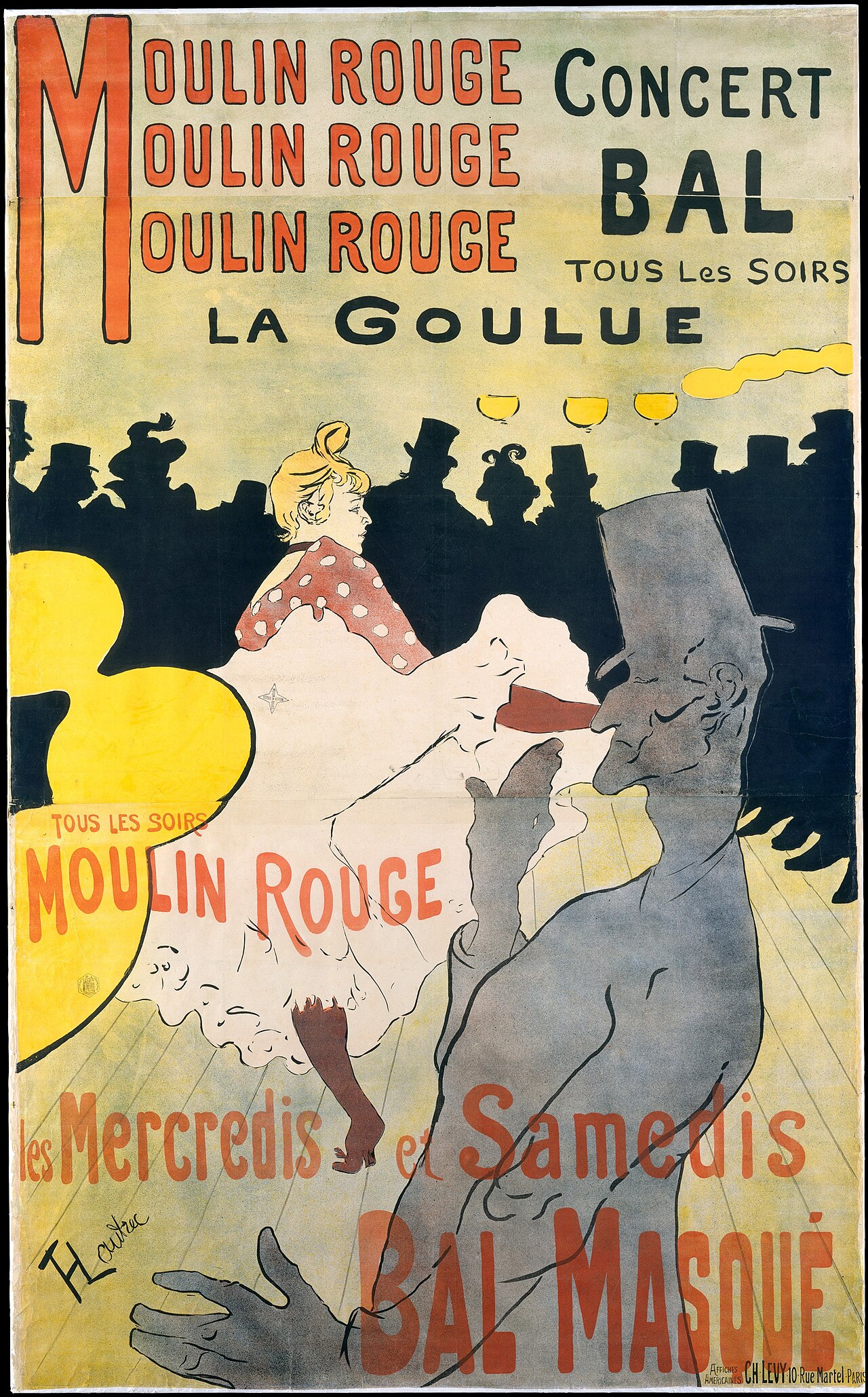 Affiche ancienne montrant une danseuse en silhouette
