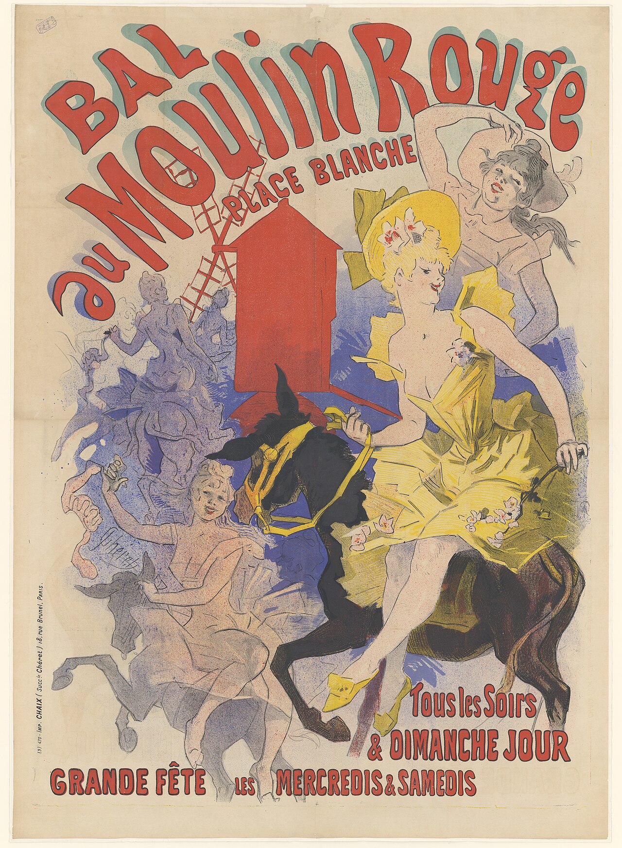 Affiche ancienne du Moulin Rouge dessinée par Jules Chéret