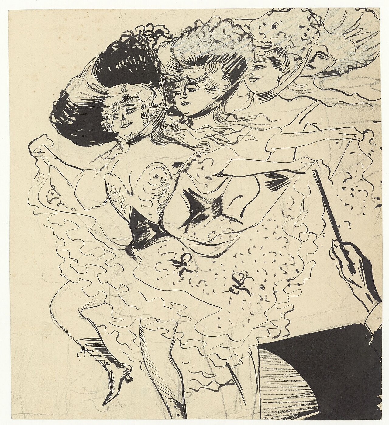 Dessin ancien représentant un tableau de music-hall